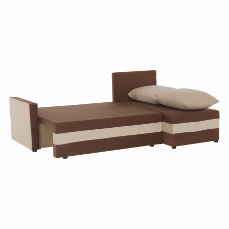Coltar extensibil modern, cu spatiu depozitare, universal, stanga-dreapta, stofa maro/bej, 219x139 cm, Bortis Impex [9]