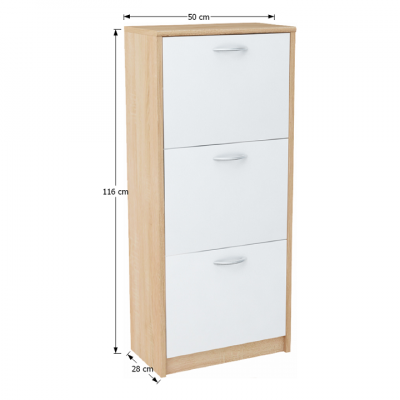 Pantofar 3 compartimente duble, alb/stejar sonoma , Bortis Impex [1]