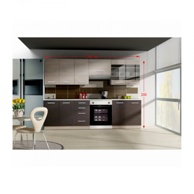 Mobilier bucătărie, stejar gri deschis/stejar închis, 240 cm , Bortis Impex [2]