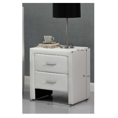 Noptiera dormitor,de lux, tapitata, piele eco alba ,55x48x42cm,Bortis Impex [2]