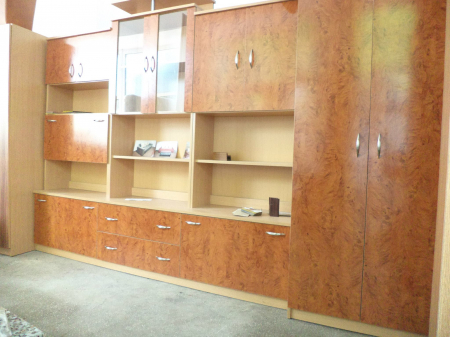 Set mobilier Living - Living/Biblioteca asamblata ,semi lucios/fag ,320 cm lungime
