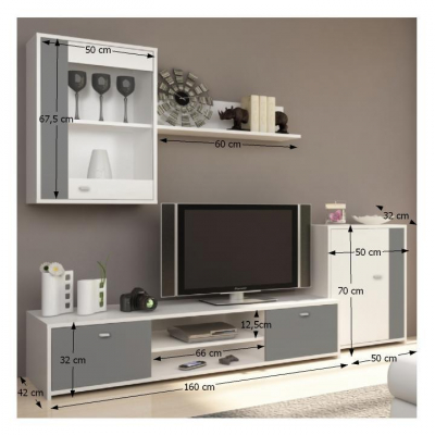 Set mobila Living ,alb/Gri ,modern ,210 cm lungime ,Bortis Impex [1]