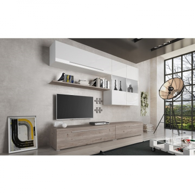 Mobilier de sufragerie, MDF lucios, stejar nelson/alb lucios HG [3]