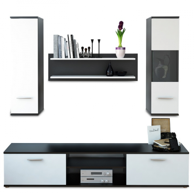 Set mobila Living ,negru/alb,188 cm lungime, modern ,Bortis Impex [3]