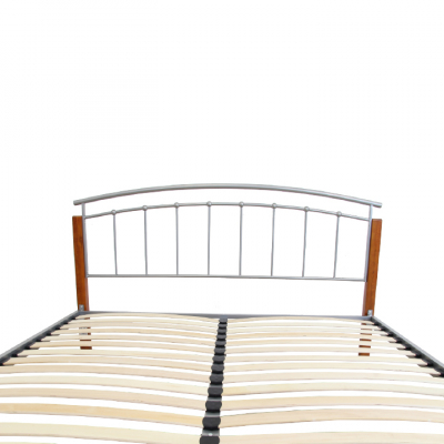 Pat dormitor metalic,lemn arin/argintiu,suport saltea inclus , 140x200 cm ,Bortis Impex [5]