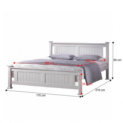 Pat dormitor elegant,lemn pin alb, dublu,2 persoane cu somiera inclusa ,200x160cm [1]