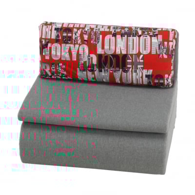 Fotoliu extensibil, stofa /textil gri/model, cu lada ,Bortis [5]