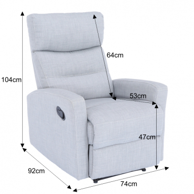 Fotoliu relaxant ,cu recliner, stofa/textil gri , Bortis Impex [9]
