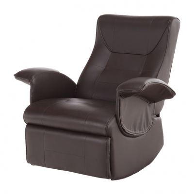 Fotoliu relaxant/confortabil cu recliner mecanic ,pentru living/hol/birou ,piele eco maro,Bortis [3]