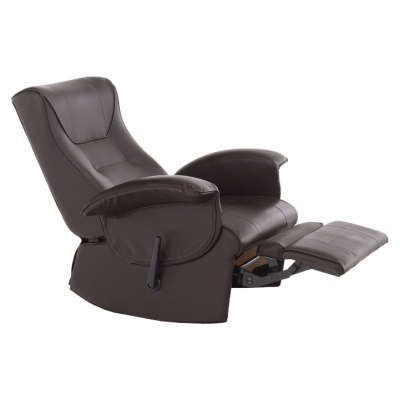 Fotoliu relaxant/confortabil cu recliner mecanic ,pentru living/hol/birou ,piele eco maro,Bortis [0]