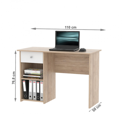 Birou Pc , stejar sonoma/alb ,cu sertar si raft, Bortis Impex [1]