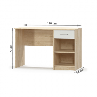 Birou 120x54x77 cm ,Stejar Sonoma /alb,sertar alb,Bortis Impex [1]