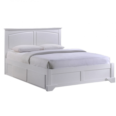 Pat dormitor,180x200 cm , alb ,design deosebit , lemn masiv,cu sertare ,Bortis Impex [0]