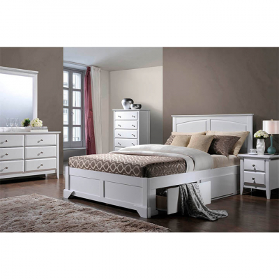 Pat dormitor,180x200 cm , alb ,design deosebit , lemn masiv,cu sertare ,Bortis Impex [2]