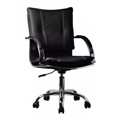 Scaun directorial/scaun de birou,piele eco neagră/crom, inaltime reglabila , Bortis Impex [0]