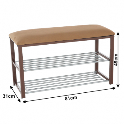 Pantofar /bancuta ,tapiterie ciocolatiu/metal maro inchis ,81x31x49 cm,Bortis Impex [1]