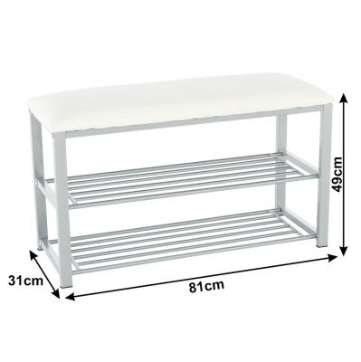 Pantofar /bancuta ,tapiterie alb/metal gri ,81x31x49 cm , Bortis Impex [1]