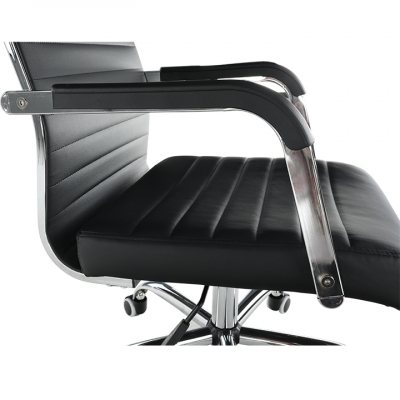 Scaun de birou ,directorial, piele eco neagra,suport cromat, reglabil,modern,Bortis [12]