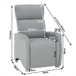 Fotoliu reglabil, material textil gri, Bortis Impex [1]