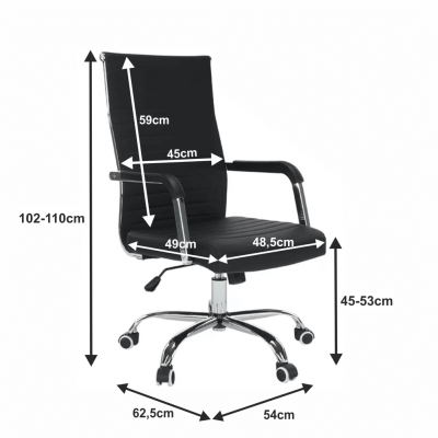 Scaun de birou ,directorial, piele eco neagra,suport cromat, reglabil,modern,Bortis [13]