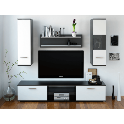 Set mobila Living ,negru/alb,188 cm lungime, modern ,Bortis Impex [2]
