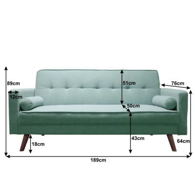 Canapea extensibilă, stofa/textil verde-mentol, Bortis Impex [1]