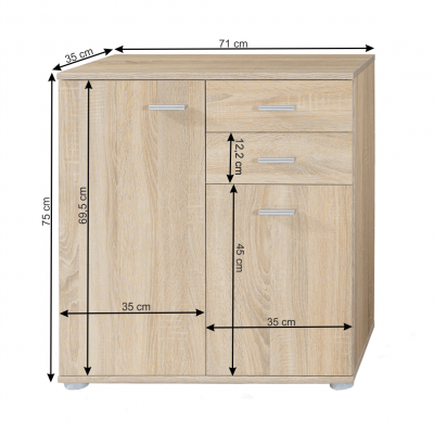 Comodă pentru dormitor/hol/living/birou, stejar sonoma,71 cm, Bortis Impex [1]