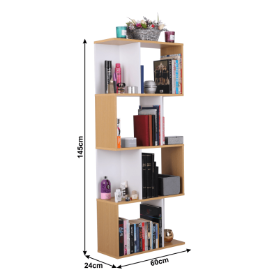Etajera/Raft, pin/alb,145x60x24 cm,ideala pentru living/birou/hol/dormitor,Bortis [1]