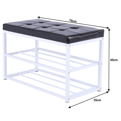 Pantofar /bancuta ,tapitata piele eco ,negru/alb,70x35x45 cm,Bortis [3]