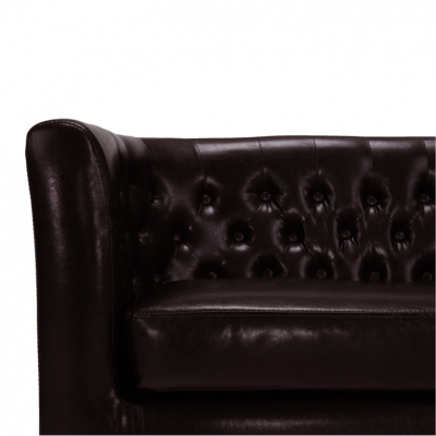 Canapea 2 locuri,clasic/vintage,ultralux,piele eco maro inchis,nasturi,124 cm lungime, Bortis Impex [6]