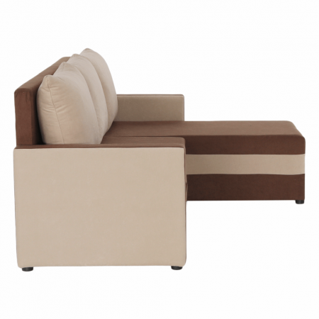 Coltar extensibil modern, cu spatiu depozitare, universal, stanga-dreapta, stofa maro/bej, 219x139 cm, Bortis Impex [10]