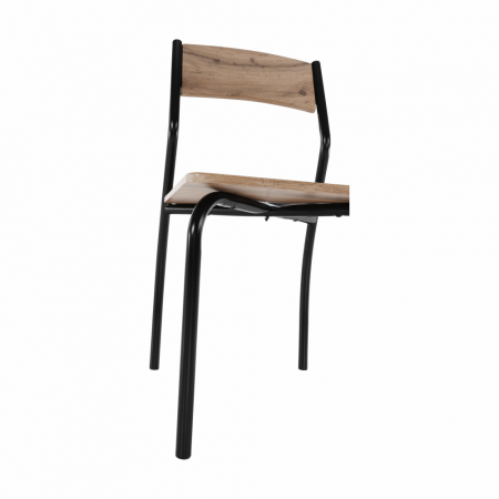 Set masa + 4 scaune din lemn , metal negru/mdf stejar artizan [7]