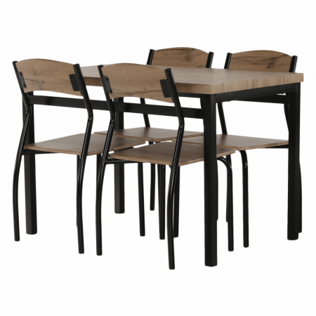 Set masa + 4 scaune din lemn , metal negru/mdf stejar artizan [13]