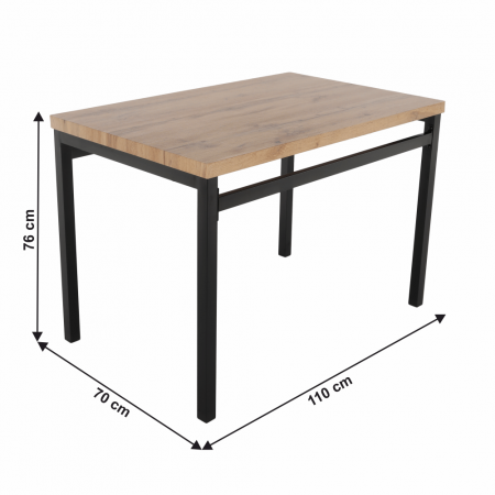 Set masa + 4 scaune din lemn , metal negru/mdf stejar artizan [20]
