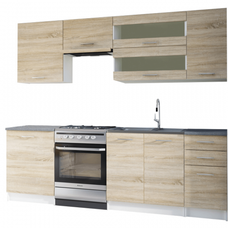 Mobilier/seturi de bucatarie - Ansamblu bucătărie 2,4 m, stejar sonoma/alb, FABIANA