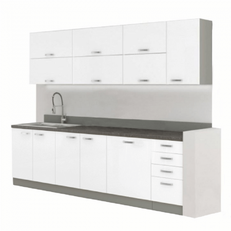 Mobilier/seturi de bucatarie - Ansamblu bucătărie, alb extra lucios/gri, PRADO