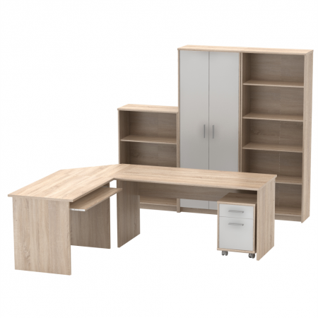 Seturi mobilier birou complet - Ansamblu de birou, stejar sonoma/alb, JOHAN 2 NEW