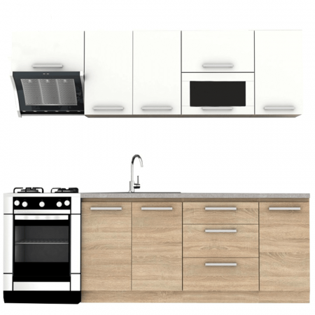 Mobilier/seturi de bucatarie - Ansamblu de bucătărie 2,4 m, stejar sonoma/alb, NOVA PLUS