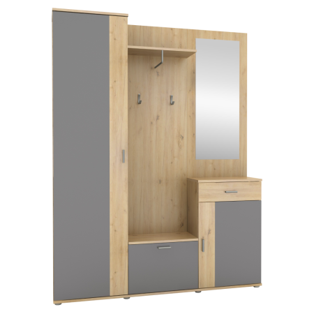 Mobilier Hol/Cuiere - Ansamblu hol, stejar artisan/grafit, AMALIA