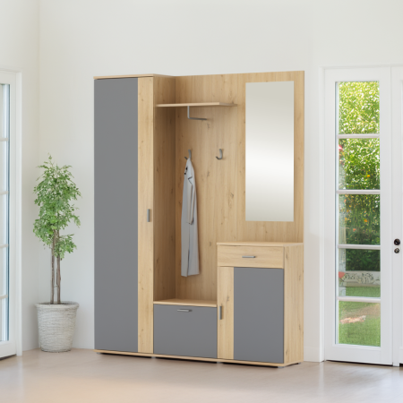 Ansamblu hol, stejar artisan/grafit, AMALIA [4]