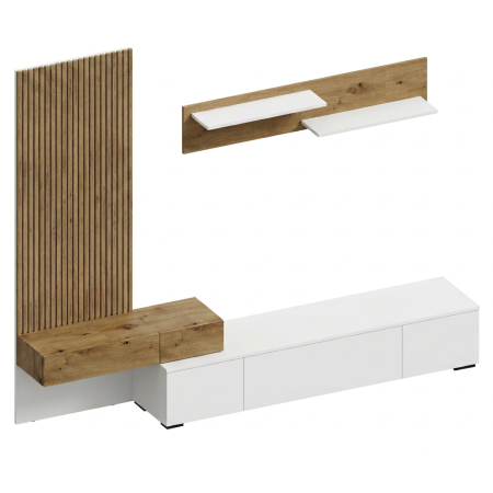 Living - Ansamblu living, alb/stejar Artisan, REBEKA NEW