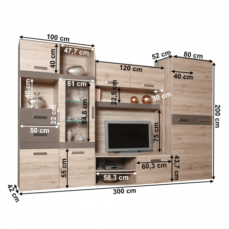Ansamblu living, stejar san marino/latte extra lucios HG, ASSOR [3]