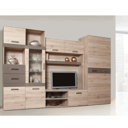 Ansamblu living, stejar san marino/latte extra lucios HG, ASSOR [2]