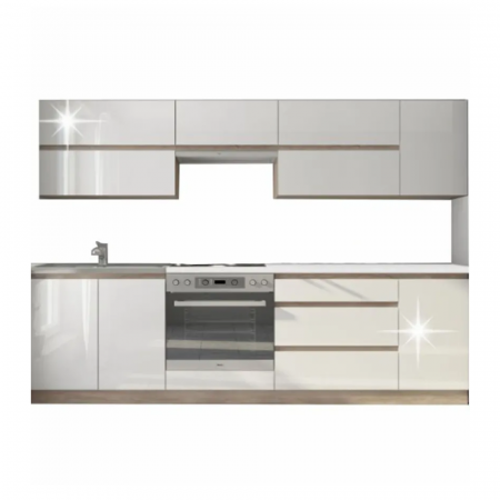 Mobilier/seturi de bucatarie - Ansamblu sectorial de bucătărie, stejar sonoma/alb extra lucios HG, LINE