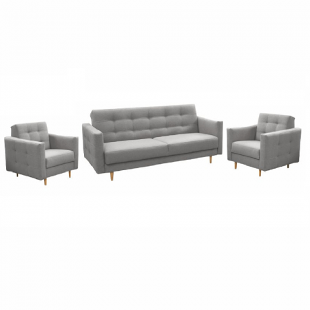 Canapele - Ansamblu tapiţat, material gri, AMEDIA