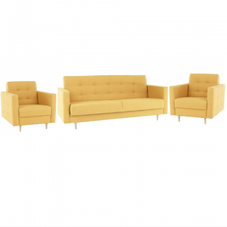 Canapele - Ansamblu tapiţat, material muştar, AMEDIA