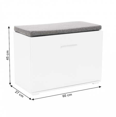 Pantofar bancuta, alb/gri, 60x45x30 cm, cu raft , usa rabatabila [1]