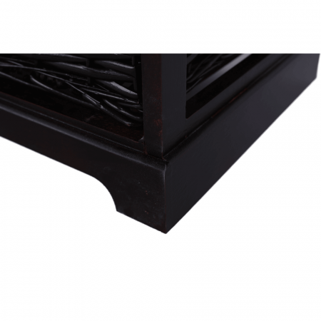 Pantofare Hol - Bancă cu  pernă, 2 coşuri de răchită, maro închis/bej/imprimeu, SEAT BENCH 3
