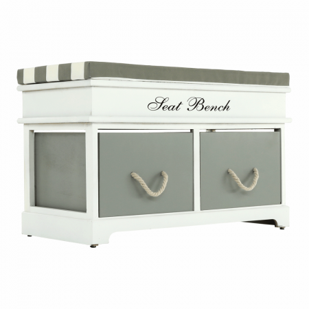 Bancă cu  pernă, 2 sertare, alb/gri, SEAT BENCH  2 NEW [1]
