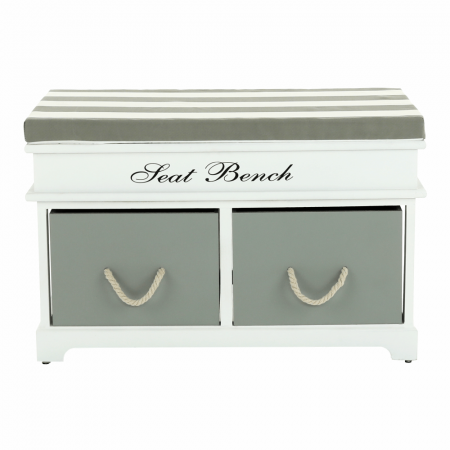 Bancă cu  pernă, 2 sertare, alb/gri, SEAT BENCH  2 NEW [4]